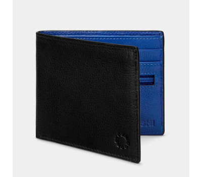 Чоловічий шкіряний гаманець Yoshi Y2378 (Black/Blue)
