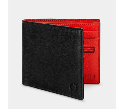 Чоловічий шкіряний гаманець Yoshi Y2378 (Black/Red)