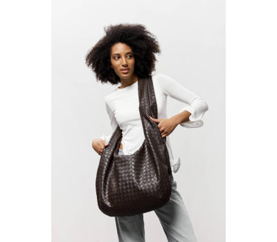 Жіноча сумка Sambag HOBO WEAVE шоколад