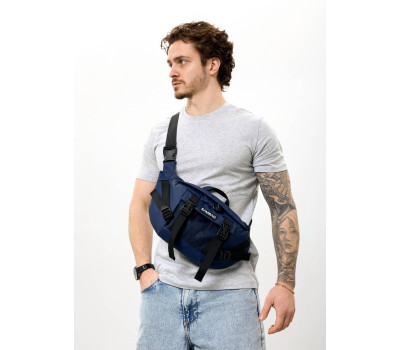Велика чоловіча поясна сумка бананка Sambag DynamicDart синя