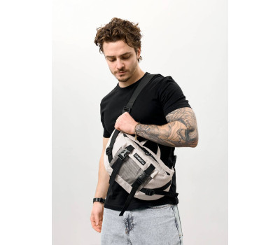 Велика чоловіча поясна сумка бананка Sambag DynamicDart сірий шовк