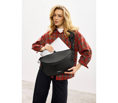 Жіноча cумка-бананка під ноутбук Sambag Urban Laptop чорна