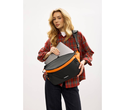 Жіноча cумка-бананка під ноутбук Sambag Urban Laptop чорно-оранжева