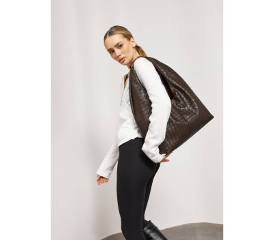 Жіноча сумка Sambag HOBO WEAVE коричнева