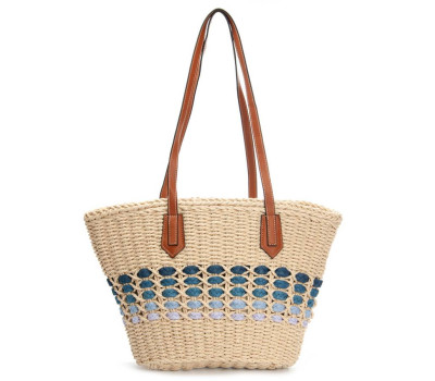 Жіноча плетена сумка PODIUM 6150 beige blue