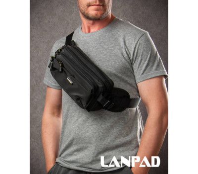 Сумка Мужская пояс-бананка нейлон Lanpad 63737 black