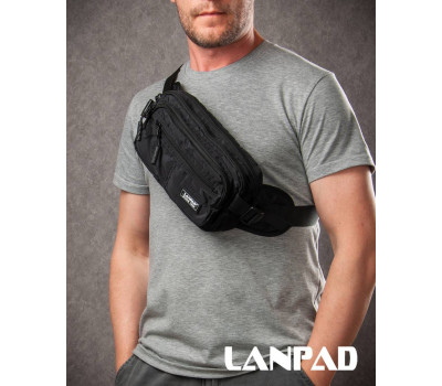 Сумка Мужская пояс-бананка нейлон Lanpad 63761 black