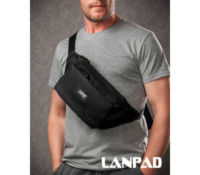 Сумка Мужская пояс-бананка нейлон Lanpad 61027 black