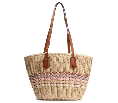 Жіноча плетена сумка PODIUM 6150 beige pink Розпродаж