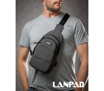 Сумка Чоловіча на плече нейлон Lanpad A4157 grey бол