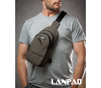 Сумка Чоловіча на плече нейлон Lanpad A4157 brown бол