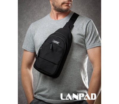 Сумка Чоловіча на плече нейлон Lanpad A4157 black бол