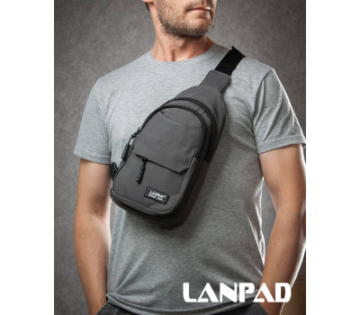 Сумка Чоловіча на плече нейлон Lanpad A4158 grey бол