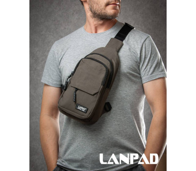 Сумка Чоловіча на плече нейлон Lanpad A4158 brown бол