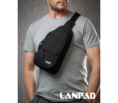 Сумка Чоловіча на плече нейлон Lanpad A4158 black бол