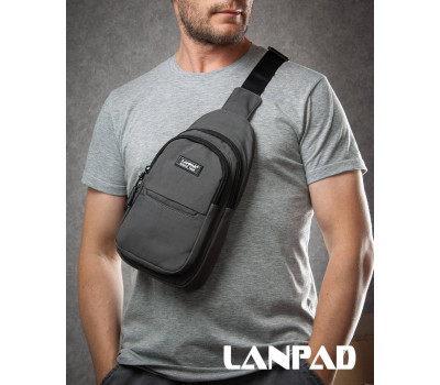 Сумка Чоловіча на плече нейлон Lanpad A4159 grey бол