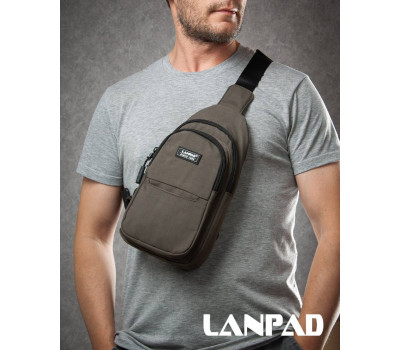 Сумка Чоловіча на плече нейлон Lanpad A4159 brown бол