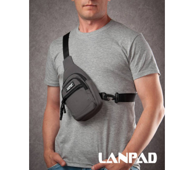 Сумка Чоловіча на плече нейлон Lanpad A65365 grey мал