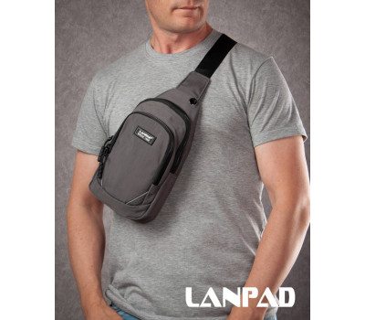 Сумка Чоловіча на плече нейлон Lanpad 8805 grey мал