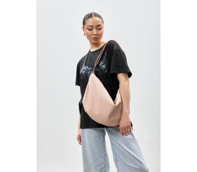 Жіноча сумка Sambag HOBO Bag-glove пудрова структурна
