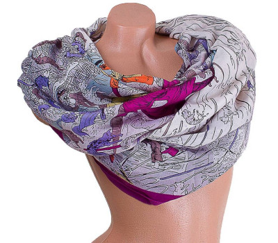 Жіночий бавовняний шарф різнобарвний з принтом ETERNO