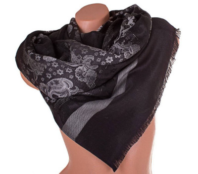 Жіночий двосторонній палантин з пашміни 183 на 70 см ETERNO чорний