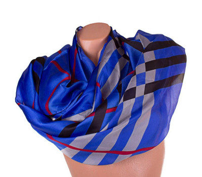 Шарф жіночий атласний 182 на 98 см ETERNO синій