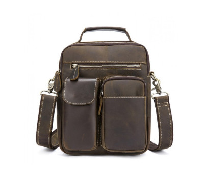 Коричневий шкіряний чоловічий месенджер Tiding Bag t1171