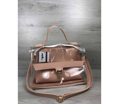 2в1 Молодіжна сумка Еріка пудрового кольору з силіконом (прозора) WeLassie