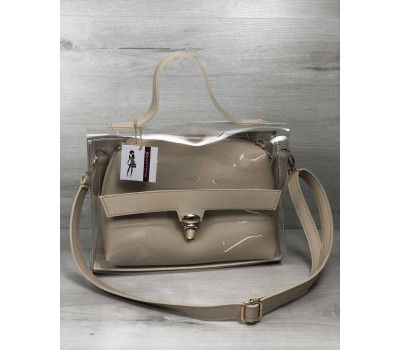 2в1 Молодіжна сумка Еріка бежевого кольору з силіконом (прозора) WeLassie