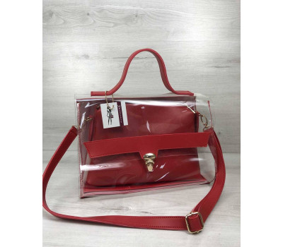 2в1 Молодіжна сумка Еріка червоного кольору з силіконом (прозора) WeLassie
