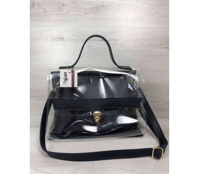 2в1 Молодіжна сумка Еріка темно синього кольору з силіконом (прозора) WeLassie