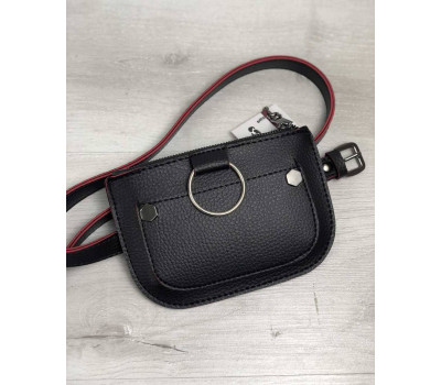Жіноча сумка на пояс Кеті чорного кольору з червоним WeLassie