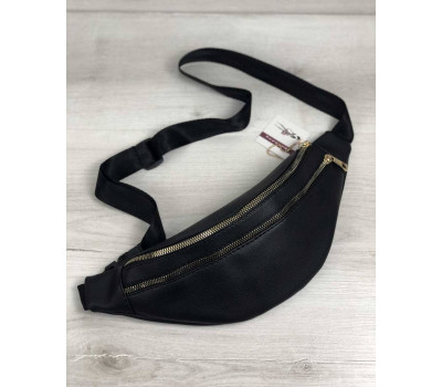 Жіноча сумка Бананка на два відділення чорного кольору WeLassie