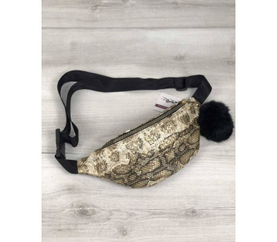 Жіноча сумка Бананка з пушком золота змія WeLassie