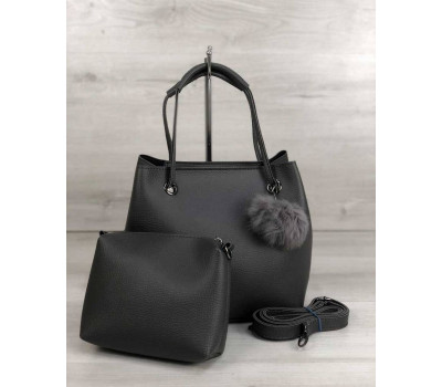 2в1 Молодіжна жіноча сумка Пушок сірого кольору (нікель) WeLassie