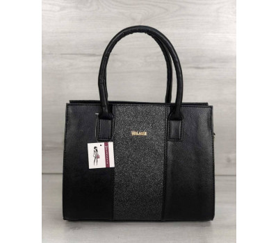 Каркасная женская сумка Селин черного цвета со вставкой блеск WeLassie