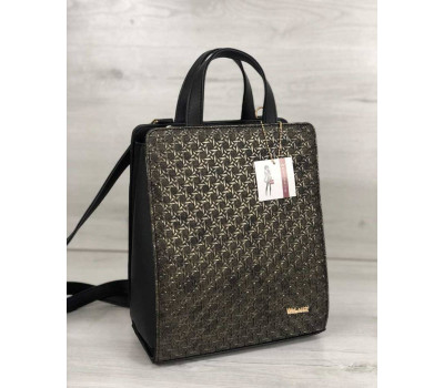 Молодіжний каркасний сумка-рюкзак чорного кольору зі вставкою золото WeLassie