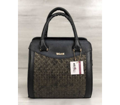 Каркасная женская сумка Эбби черного цвета со вставками золото WeLassie