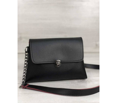 Жіночий клатч на ланцюжку Белла чорного кольору з червоним WeLassie