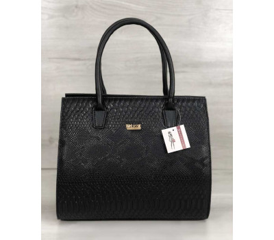 Женская сумка Бочонок черная рептилия WeLassie