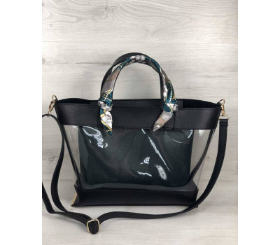 2в1 Молодіжна сумка Аміра чорного кольору з силіконом і зеленої косметичкою WeLassie