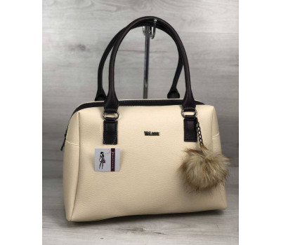 Жіноча сумка Агата бежевого кольору з коричневим WeLassie