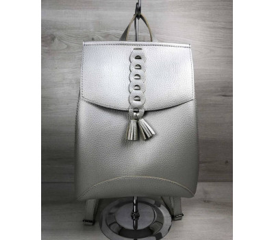 Молодіжний сумка-рюкзак з косичкою срібного кольору WeLassie