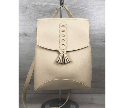 Молодіжний сумка-рюкзак з косичкою бежевого кольору WeLassie