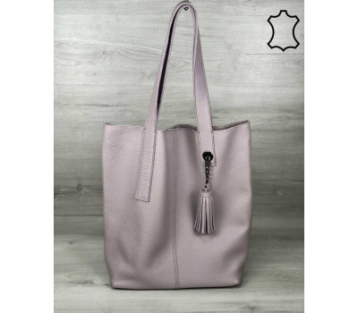 Шкіряна жіноча сумка-шоппер Jolie фіалкового кольору WeLassie
