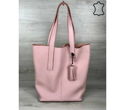 Шкіряна жіноча сумка-шоппер Jolie бежевого кольору WeLassie