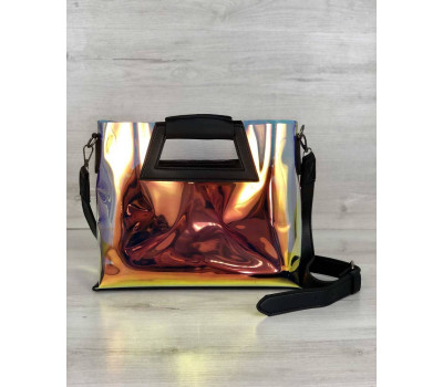 2в1 Молодіжна Перламутрова силіконова сумка Віта з чорним WeLassie