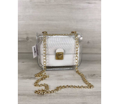 2в1 Молодіжна сумка Селену силіконова з косметичкою біла рептилія WeLassie