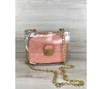 2в1 Молодіжна сумка Селену силіконова з косметичкою бежевого кольору WeLassie